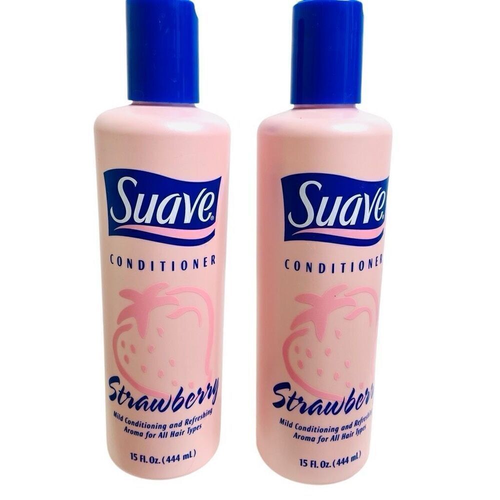 New Suave Strawberry Conditioner Vintage Full Bottle 15‎ fl oz Prop Rare Set 2